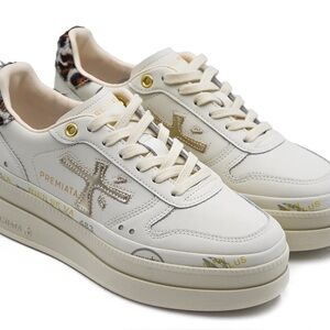 Premiata Micol 7441 Women's Sneakers Double Layer Sole LEOPARD White NEW
